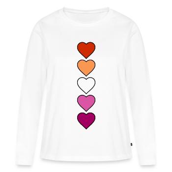 Cœurs lesbiennes lesbiennes - T-shirt manches longues Premium bio Femme - blanc - Devant - Julia (174cm)