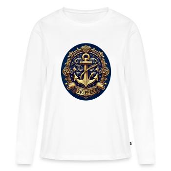 Skipper Logo - T-shirt manches longues Premium bio Femme - blanc - Devant - Julia (174cm)