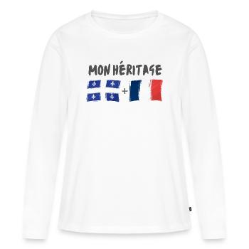 mon héritage france et québec - T-shirt manches longues Premium bio Femme - blanc - Devant - Julia (174cm)