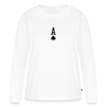 Carte à jouer au poker - As de pique - T-shirt manches longues Premium bio Femme - blanc - Devant - Julia (174cm)