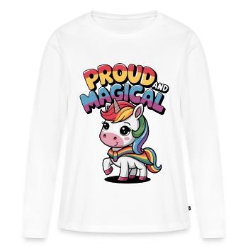 Fier et magique - T-shirt manches longues Premium bio Femme - blanc - Devant - Julia (174cm)