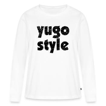 style yugo - style unifié des Balkans - T-shirt manches longues Premium bio Femme - blanc - Devant - Julia (174cm)