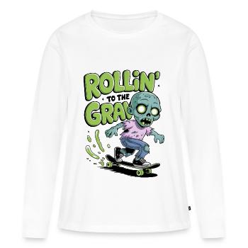 Rollin zum Grab - Frauen Premium Bio Langarmshirt - Weiß - Vorne - Julia (174cm)