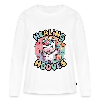 Sabots guérisseurs - T-shirt manches longues Premium bio Femme - blanc - Devant - Julia (174cm)
