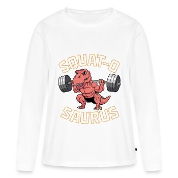 Squat-O Saurus - T-shirt manches longues Premium bio Femme - blanc - Devant - Julia (174cm)