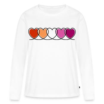 Cœurs lesbiennes lesbiennes - T-shirt manches longues Premium bio Femme - blanc - Devant - Julia (174cm)