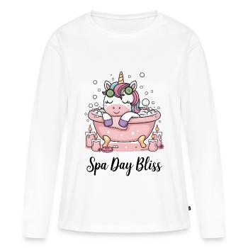 Journée au spa Bliss. - T-shirt manches longues Premium bio Femme - blanc - Devant - Julia (174cm)