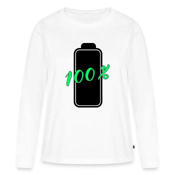 Batterie a 100% complète énergie - T-shirt manches longues Premium bio Femme - blanc - Devant - Julia (174cm)