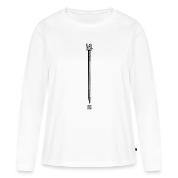 nail me - nagle mich - lusig und zweideutig - Frauen Premium Bio Langarmshirt - Weiß - Vorne - Julia (174cm)