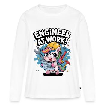 Ingénieur au travail ! - T-shirt manches longues Premium bio Femme - blanc - Devant - Julia (174cm)