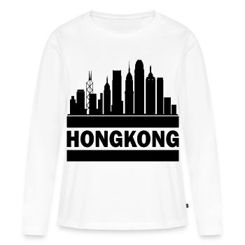 Hong Kong Skyline Souvenir Asie Bouddha Cadeau Om - T-shirt manches longues Premium bio Femme - blanc - Devant - Julia (174cm)