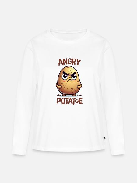 Angry Potatoe - Frauen Premium Bio Langarmshirt - Weiß