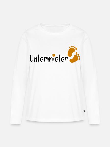 Untermieter im Babybauch Schwangerschaft Geschenk - Frauen Premium Bio Langarmshirt - Weiß