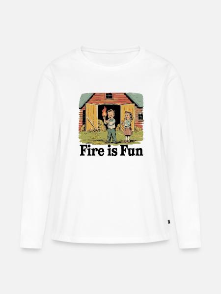 Fire is fun - Frauen Premium Bio Langarmshirt - Weiß