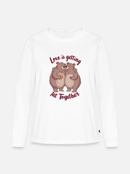 Love is getting fat togehter - Frauen Premium Bio Langarmshirt - Weiß