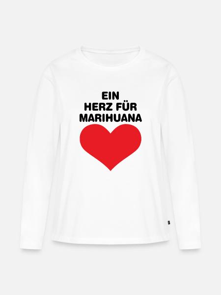 Ein Herz für Marihuana - Frauen Premium Bio Langarmshirt - Weiß