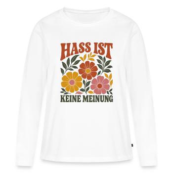Hass Ist Keine Meinung Vintage Boho Antifa Protest - Frauen Premium Bio Langarmshirt - Weiß - Vorne - Julia (174cm)