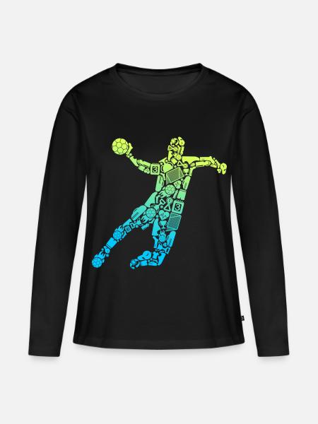 Handballer Handball Symbole Handballspieler - Frauen Premium Bio Langarmshirt - Schwarz
