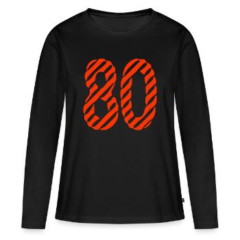 80. 80 YEARS. 80th ANNIVERSARY. 80TH BIRTHDAY. - Women's Premium Organic Long Sleeve Shirt - black - Front - Julia (174cm)