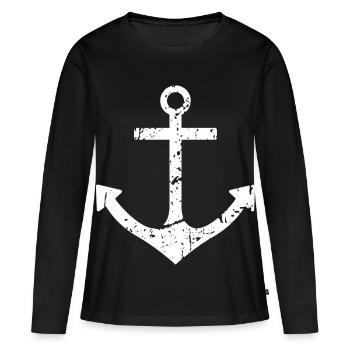 Anker - Frauen Premium Bio Langarmshirt - Schwarz - Vorne - Julia (174cm)