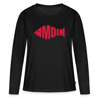 Moin - Fischkopf - Frauen Premium Bio Langarmshirt - Schwarz - Vorne - Julia (174cm)