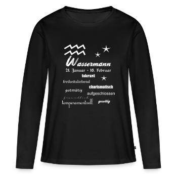 Wassermann Sternzeichen - Frauen Premium Bio Langarmshirt - Schwarz - Vorne - Julia (174cm)