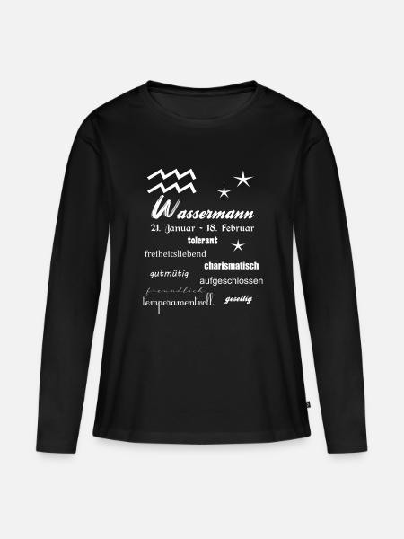 Wassermann Sternzeichen - Frauen Premium Bio Langarmshirt - Schwarz