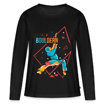 Geschmeidiger Boulderer Überhang - Frauen Premium Bio Langarmshirt - Schwarz - Vorne - Julia (174cm)