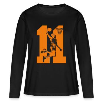 NUMMER 11 BASKETBALL 11. GEBURTSTAG - Frauen Premium Bio Langarmshirt - Schwarz - Vorne - Julia (174cm)