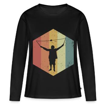 Furchtloser Diabolo Zirkusartist - Frauen Premium Bio Langarmshirt - Schwarz - Vorne - Julia (174cm)