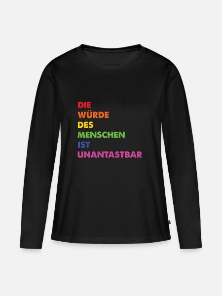 Menschenrechte Regenbogen Grundgesetz - Frauen Premium Bio Langarmshirt - Schwarz