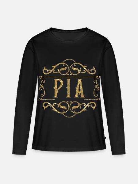 Pia gold - Frauen Premium Bio Langarmshirt - Schwarz
