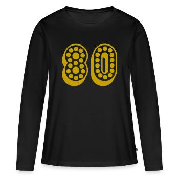 80. 80 YEARS. 80th ANNIVERSARY. 80TH BIRTHDAY. - Women's Premium Organic Long Sleeve Shirt - black - Front - Julia (174cm)