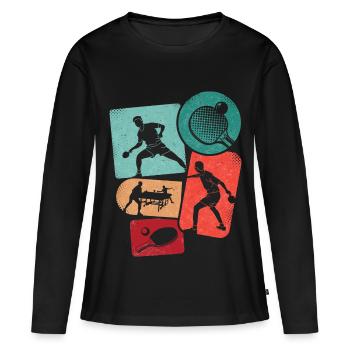 Tischtennisspieler Herren Tischtennis Kinder - Frauen Premium Bio Langarmshirt - Schwarz - Vorne - Julia (174cm)