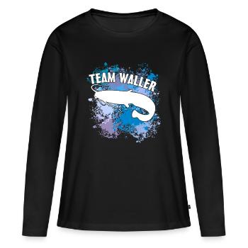Wels Waller fischen Wels auf Farbklecksen - Frauen Premium Bio Langarmshirt - Schwarz - Vorne - Julia (174cm)