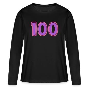 100. 100 ANS. 100e ANNIVERSAIRE - T-shirt manches longues Premium bio Femme - noir - Devant - Julia (174cm)