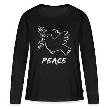 Peace/Frieden/Friedenstaube - Frauen Premium Bio Langarmshirt - Schwarz - Vorne - Julia (174cm)
