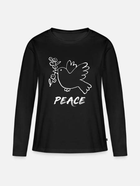 Peace/Frieden/Friedenstaube - Frauen Premium Bio Langarmshirt - Schwarz