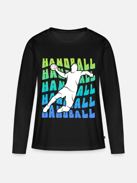 Handballspieler Handballer Kinder Handball Jungen - Frauen Premium Bio Langarmshirt - Schwarz