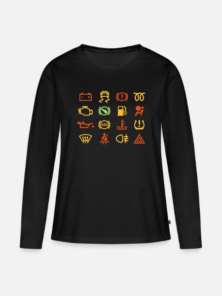 Auto-Kontrollleuchten - Frauen Premium Bio Langarmshirt - Schwarz