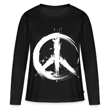 Hippy Peace Symbol Hippie Frieden Freiheit Liebe - Frauen Premium Bio Langarmshirt - Schwarz - Vorne - Julia (174cm)