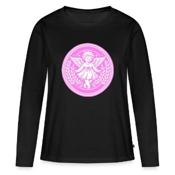 Logo de l’ange gardien - T-shirt manches longues Premium bio Femme - noir - Devant - Julia (174cm)
