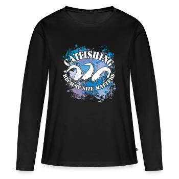 Wels Waller fischen Wels auf Farbklecksen - Frauen Premium Bio Langarmshirt - Schwarz - Vorne - Julia (174cm)