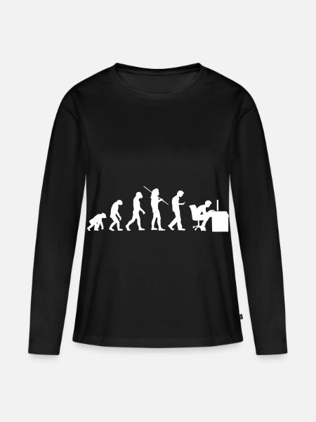Evolution Computer - Vom Affen zum Schreibtisch - Frauen Premium Bio Langarmshirt - Schwarz