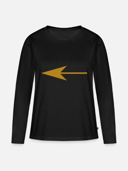 Pfeil nach Links gold - Frauen Premium Bio Langarmshirt - Schwarz