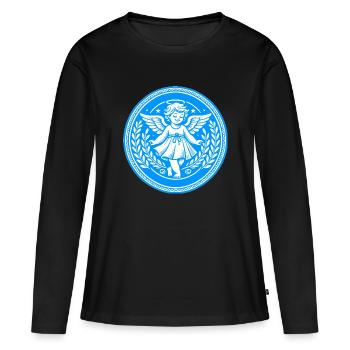 Logo de l’ange gardien - T-shirt manches longues Premium bio Femme - noir - Devant - Julia (174cm)