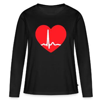 EKG-LEITUNG HERZ - Frauen Premium Bio Langarmshirt - Schwarz - Vorne - Julia (174cm)