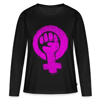 Féministe Emancipation Féministe Féminisme Égalité - T-shirt manches longues Premium bio Femme - noir - Devant - Julia (174cm)