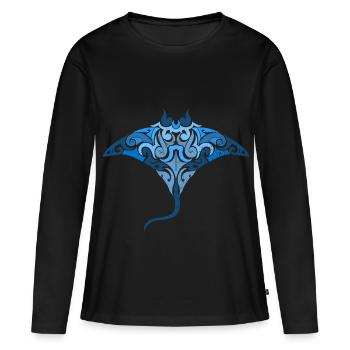 Flinker Stachelrochen Schnorchler - Frauen Premium Bio Langarmshirt - Schwarz - Vorne - Julia (174cm)