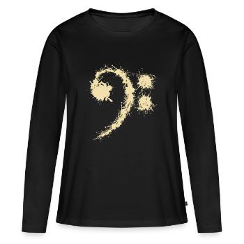 Bass Clef Vintage - Cadeau d'amateurs de musique drôle - T-shirt manches longues Premium bio Femme - noir - Devant - Julia (174cm)